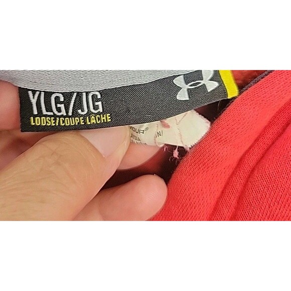 Under Armour Hoodie Sweater Youth Boys Large Red Loose Fit Flaws‎ - Picture 6 of 10